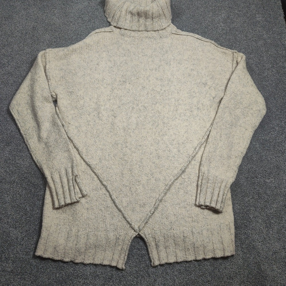 Michael Kors Sweater Womens M/L Beige Gray Turtleneck Knit Cotton Wool Blend